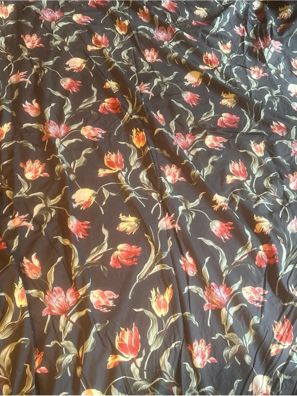 IKEA Full/Queen Duvet Cover&  Pillow Shams Floral Botanical Black 86x86. Good